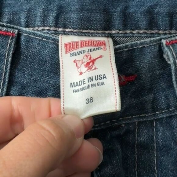 True Religion Vintage Y2K‎ Embroidered Spell Out Dark Wash Bootcut Jeans W38 - Picture 7 of 8